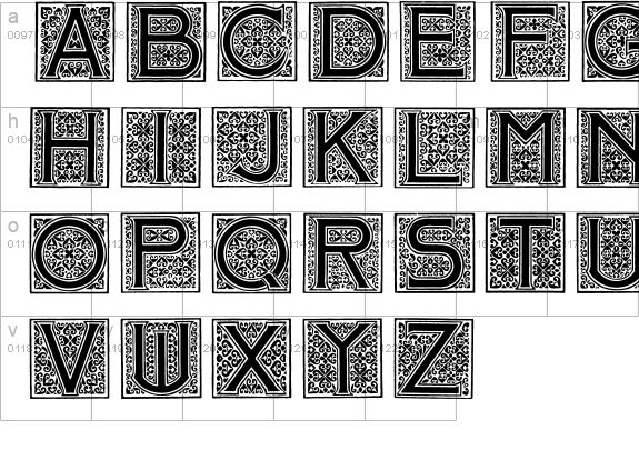 Mosaic_Initials lowercase a-z preview