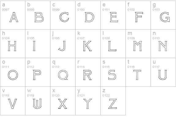 Mosaic_Outline lowercase a-z preview