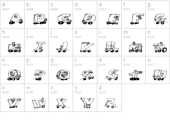 Motoring lowercase a-z preview