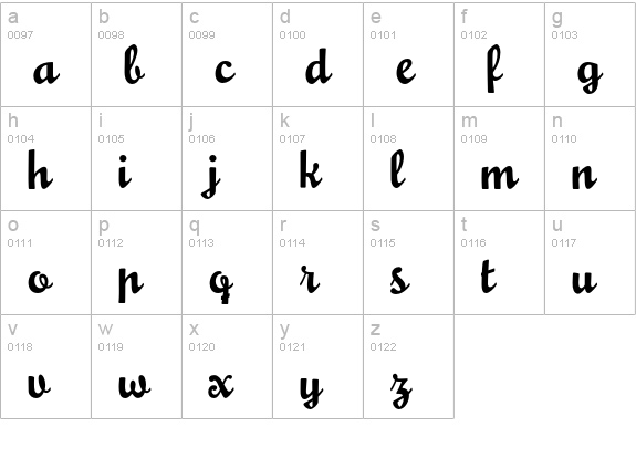 MousseScript-Regular lowercase a-z preview