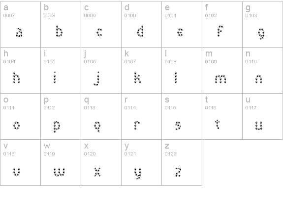 MousyFont lowercase a-z preview