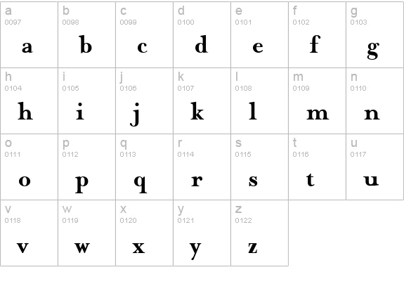 MrsEavesBold Bold lowercase a-z preview