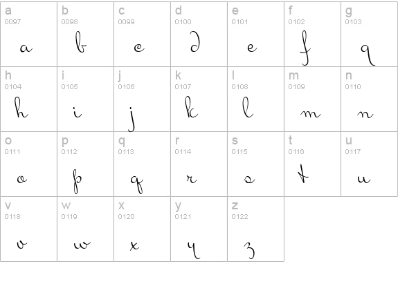 MrsVonEckley-Regular lowercase a-z preview