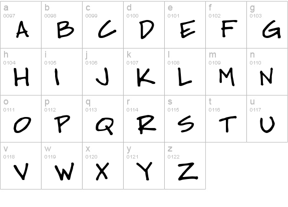 MrWalters-Regular lowercase a-z preview