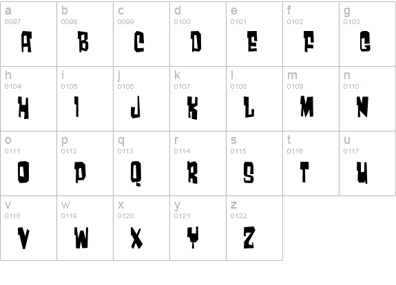 Much too loud lowercase a-z preview