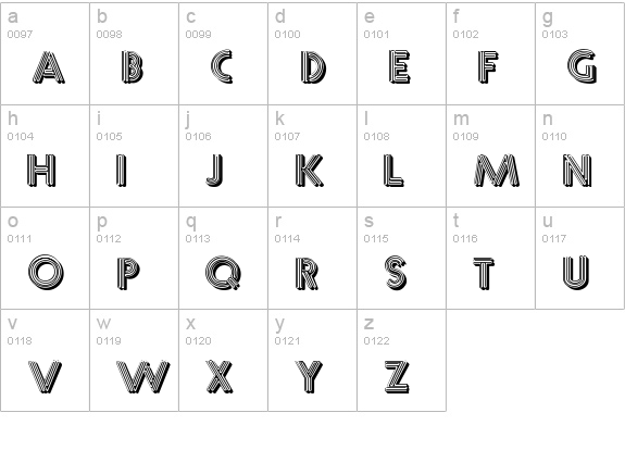 Multistrokes lowercase a-z preview
