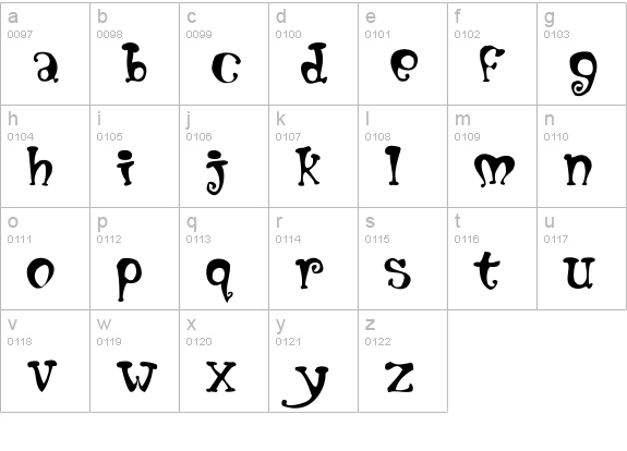 Mumblypegs  lowercase a-z preview