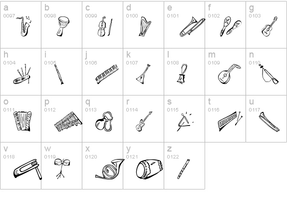 Music for a While lowercase a-z preview