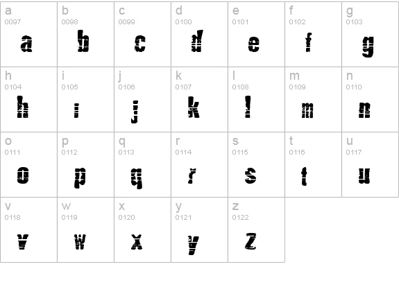 MutantE lowercase a-z preview
