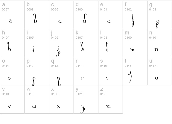 Myrain lowercase a-z preview