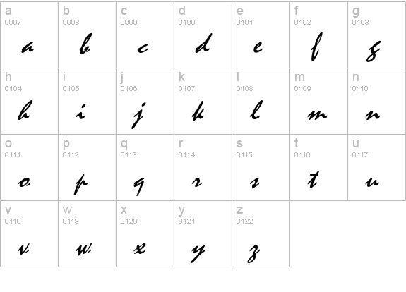 Mystic Italic lowercase a-z preview