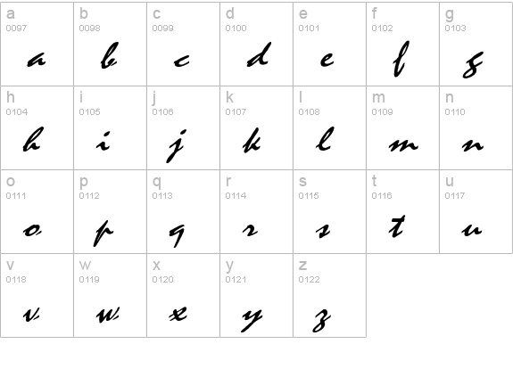 Mystic Wide Italic lowercase a-z preview
