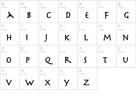 Mythology Bold lowercase a-z preview