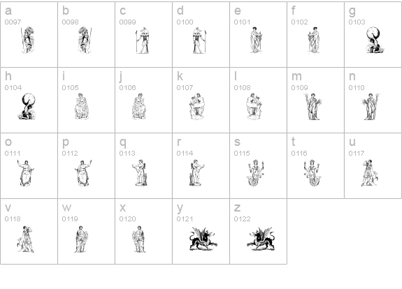mythology one lowercase a-z preview