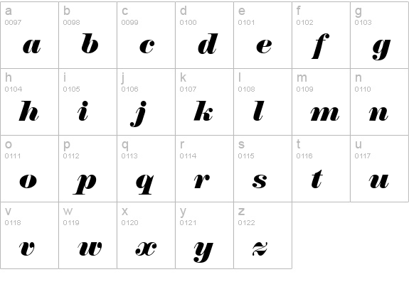 N790-Modern-Italic lowercase a-z preview