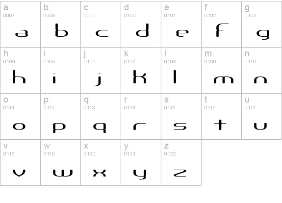 Nanosecond Wide BRK lowercase a-z preview