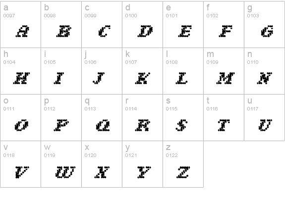 Narly lowercase a-z preview