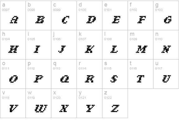NarlyRegular lowercase a-z preview