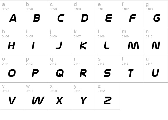 Nasalization Bold Italic lowercase a-z preview