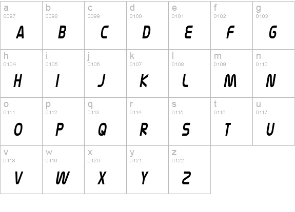 Nasalization Condensed Light Italic lowercase a-z preview