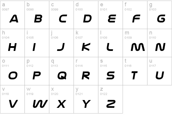 Nasalization Extended Bold Italic lowercase a-z preview