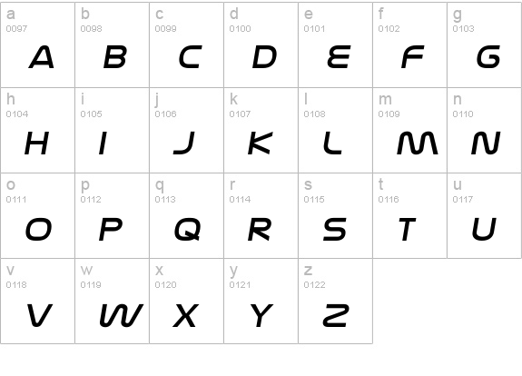 Nasalization Extended Italic lowercase a-z preview