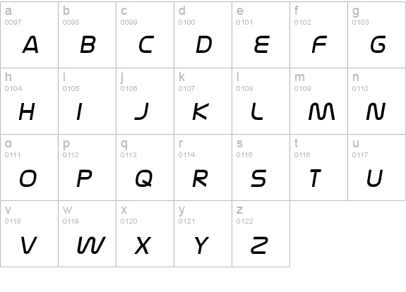 Nasalization Light Italic lowercase a-z preview