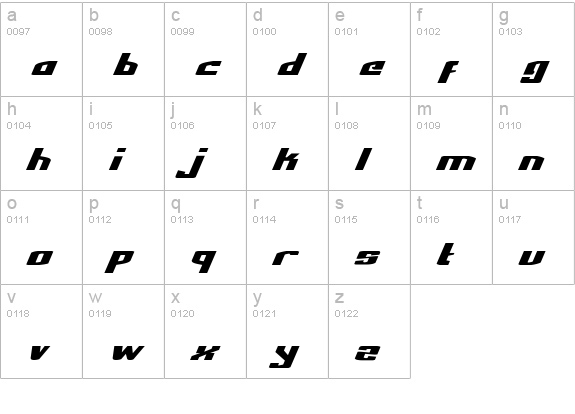 National Express Exp Italic lowercase a-z preview