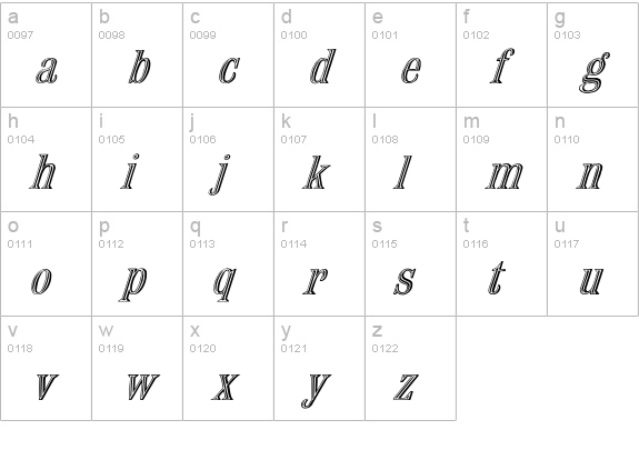 Nauert-Italic lowercase a-z preview
