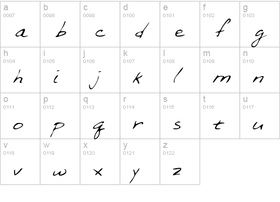 NedsHand Regular lowercase a-z preview