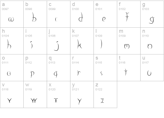 Neige lowercase a-z preview