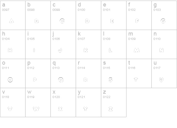 NeonOutline lowercase a-z preview