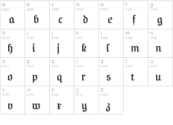 NeuAltischShadow lowercase a-z preview