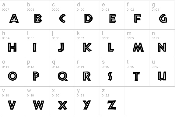 Neuland-Inline lowercase a-z preview