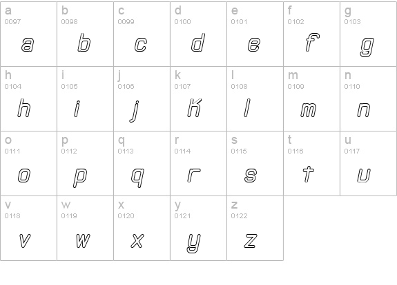 Neural Outline (BRK) lowercase a-z preview