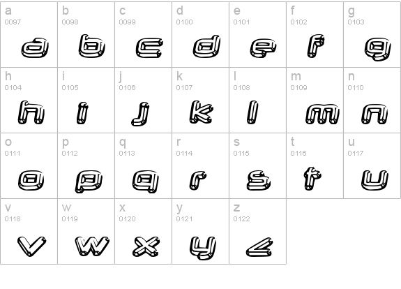 Neurochrome lowercase a-z preview