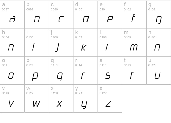 Neuropol X Cnd Lite Italic lowercase a-z preview