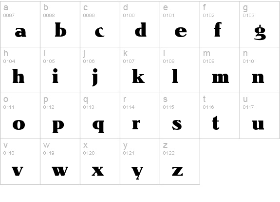 Nevada-Heavy lowercase a-z preview