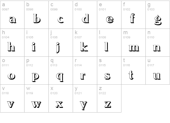 NevadaShadow-Bold lowercase a-z preview