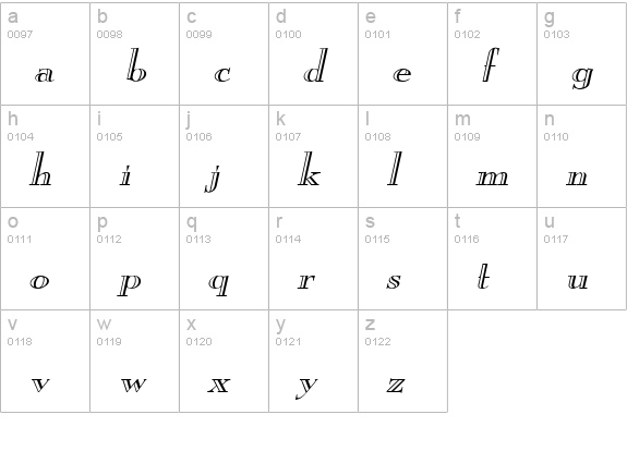 New Eng. Engr. Wide Italic lowercase a-z preview