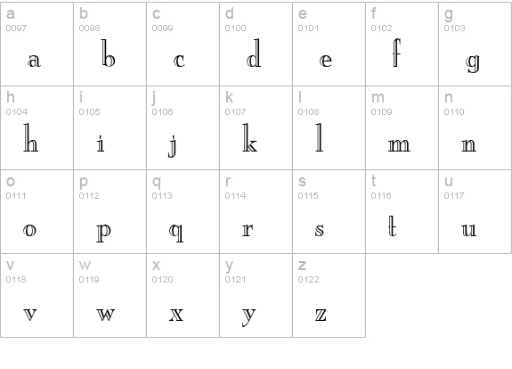 New England Engraved Normal lowercase a-z preview