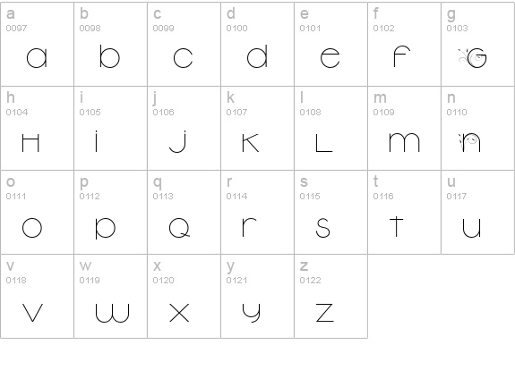 New Garden Light lowercase a-z preview