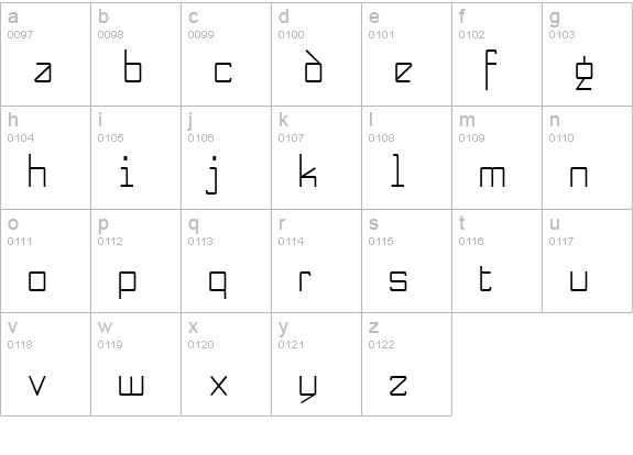 NewNerdishThin lowercase a-z preview