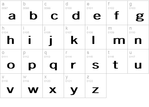 NewsGothic Ex Bold lowercase a-z preview
