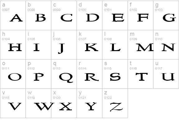 NewStyleTitlingWide lowercase a-z preview