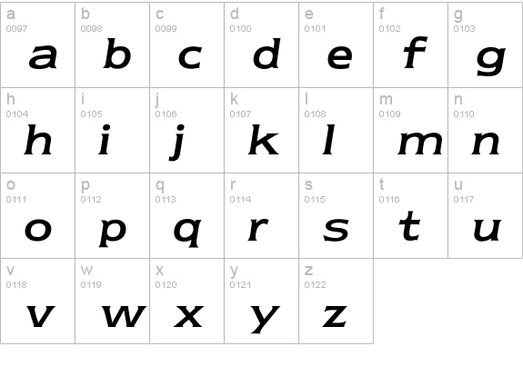NewtextRegularItalic lowercase a-z preview