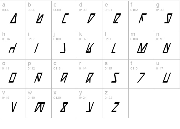 Nick Turbo Condensed Italic lowercase a-z preview