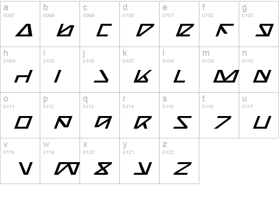 Nick Turbo Expanded Italic lowercase a-z preview