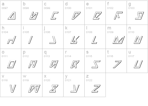 Nick Turbo Italic 3D lowercase a-z preview