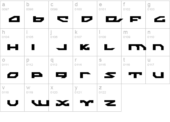 Nightrunner Expanded lowercase a-z preview
